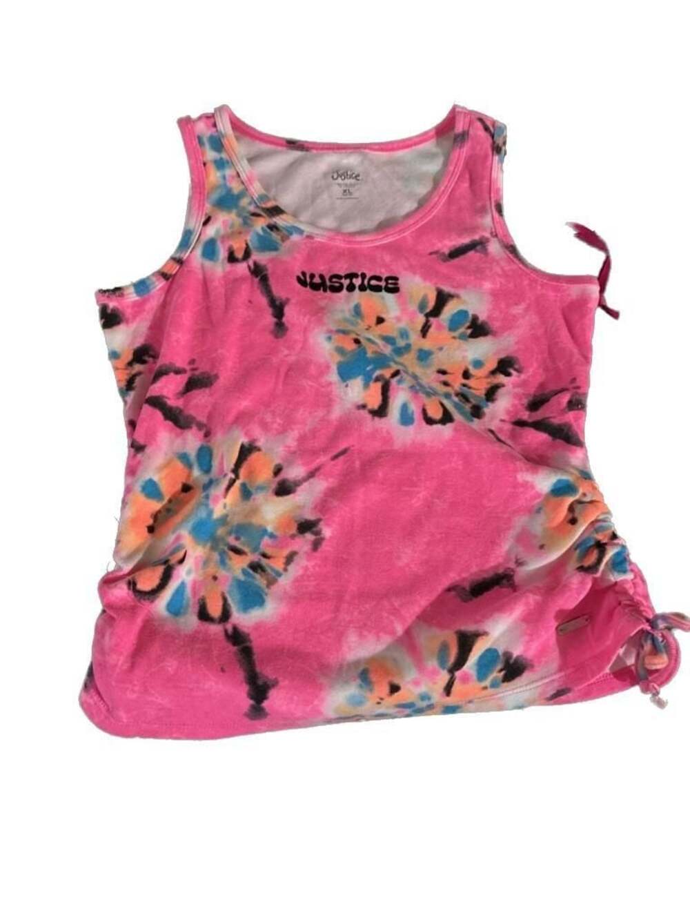 Justice Girls Tie-Dye Side-Cinch Tank and Shorts 2-Piece Outfit Set